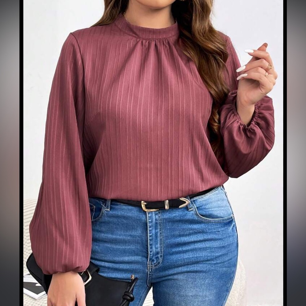 Lantern sleeve pink blouse